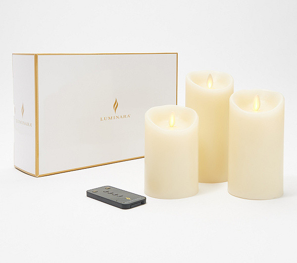 Luminara Set of 3 Assorted Pillars in Gift Box with Remote | QVC