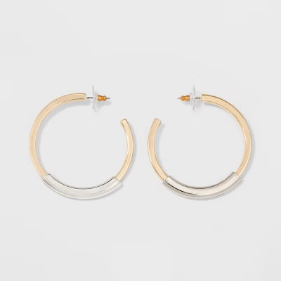 SUGARFIX by BaubleBar Minimal Mixed Metal Hoop Earrings - Gold | Target