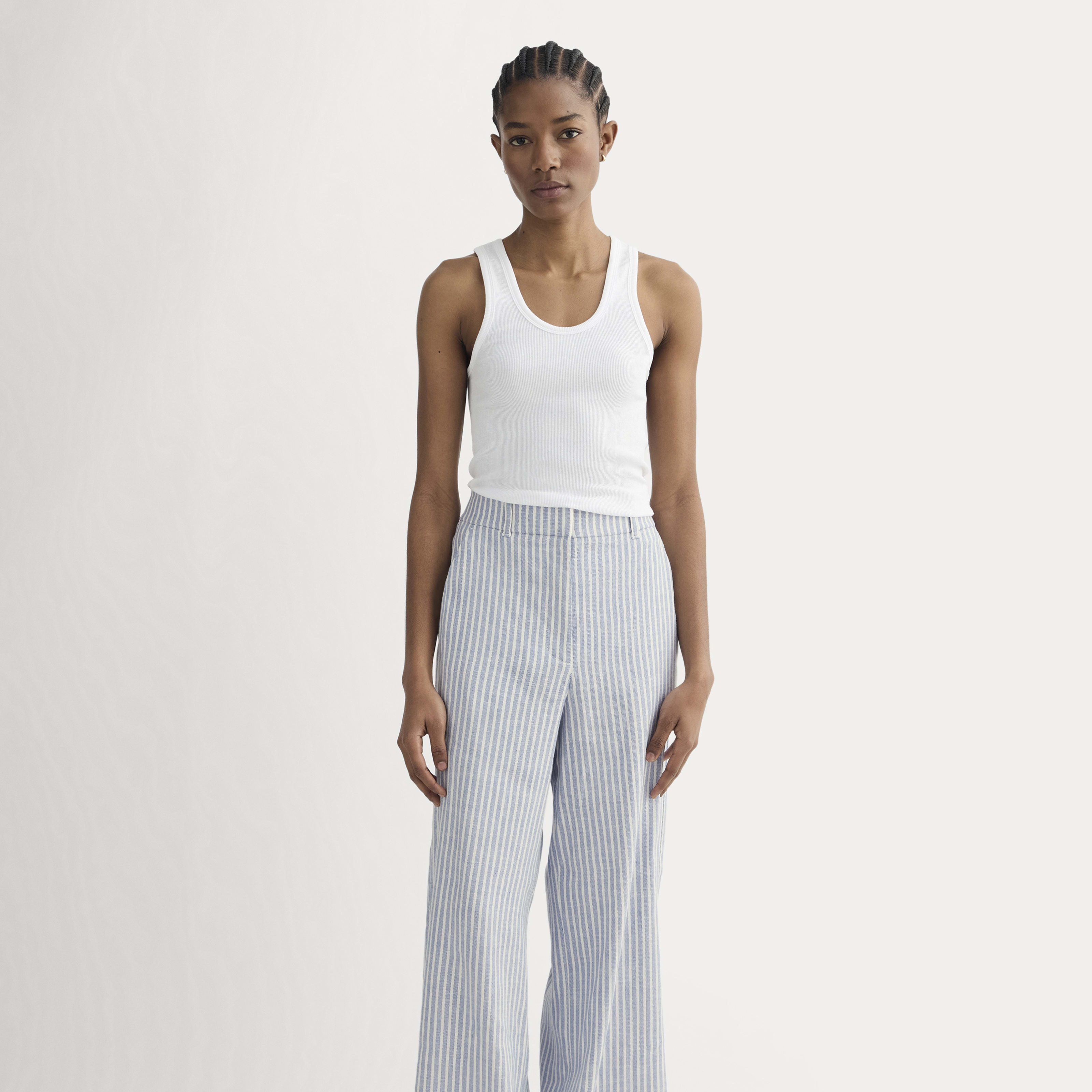 Women's Wide-Leg Pant in Stretch Linen by Everlane in Bluebell/Bone White, Size 0 | Everlane