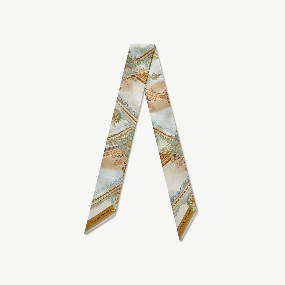 Silk Skinny Scarf - Pink Baroque Print | Strathberry