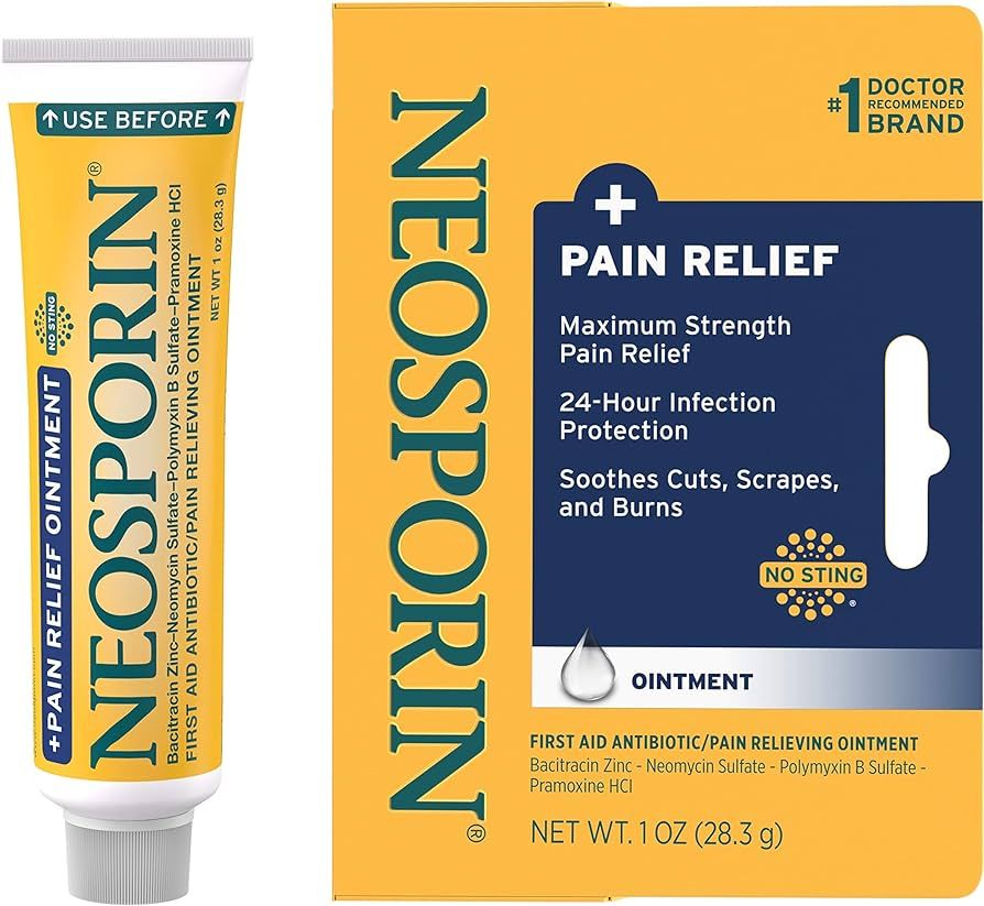 Neosporin + Maximum-Strength Pain Relief Dual Action Antibiotic Ointment with Bacitracin Zinc, 1 ... | Amazon (US)