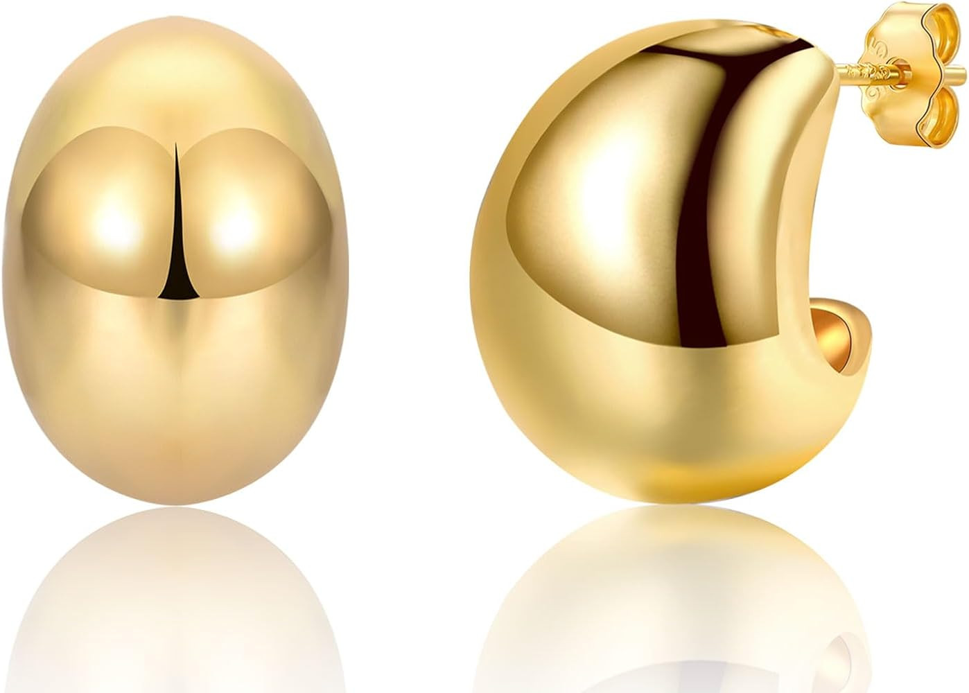 Chunky Gold Hoop Earrings for Women, Thick Gold Hoop Earrings for Girls│Chunky Square Teardrop ... | Amazon (UK)