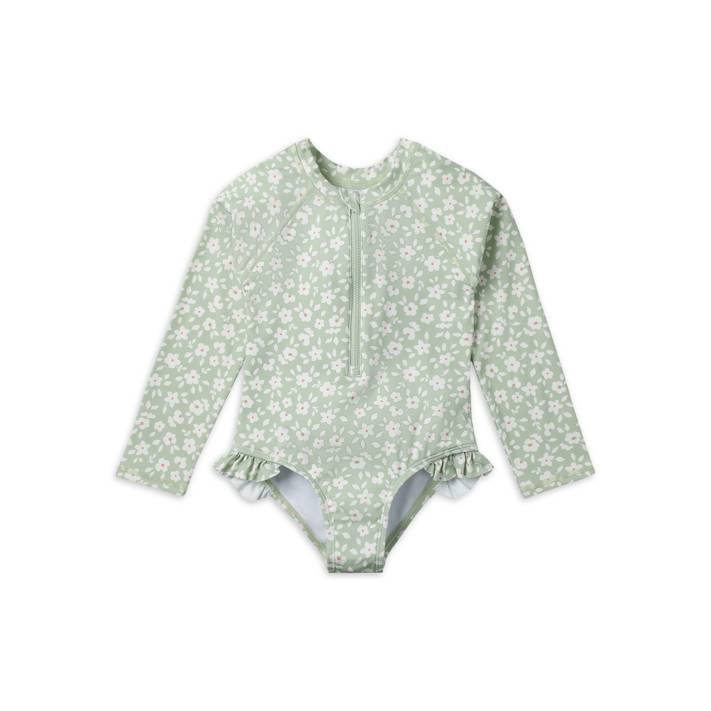 Modern Moments by Gerber Baby and Toddler Girls Long Sleeve Rash Guard Swimsuit with UPF 50+, Siz... | Walmart (US)