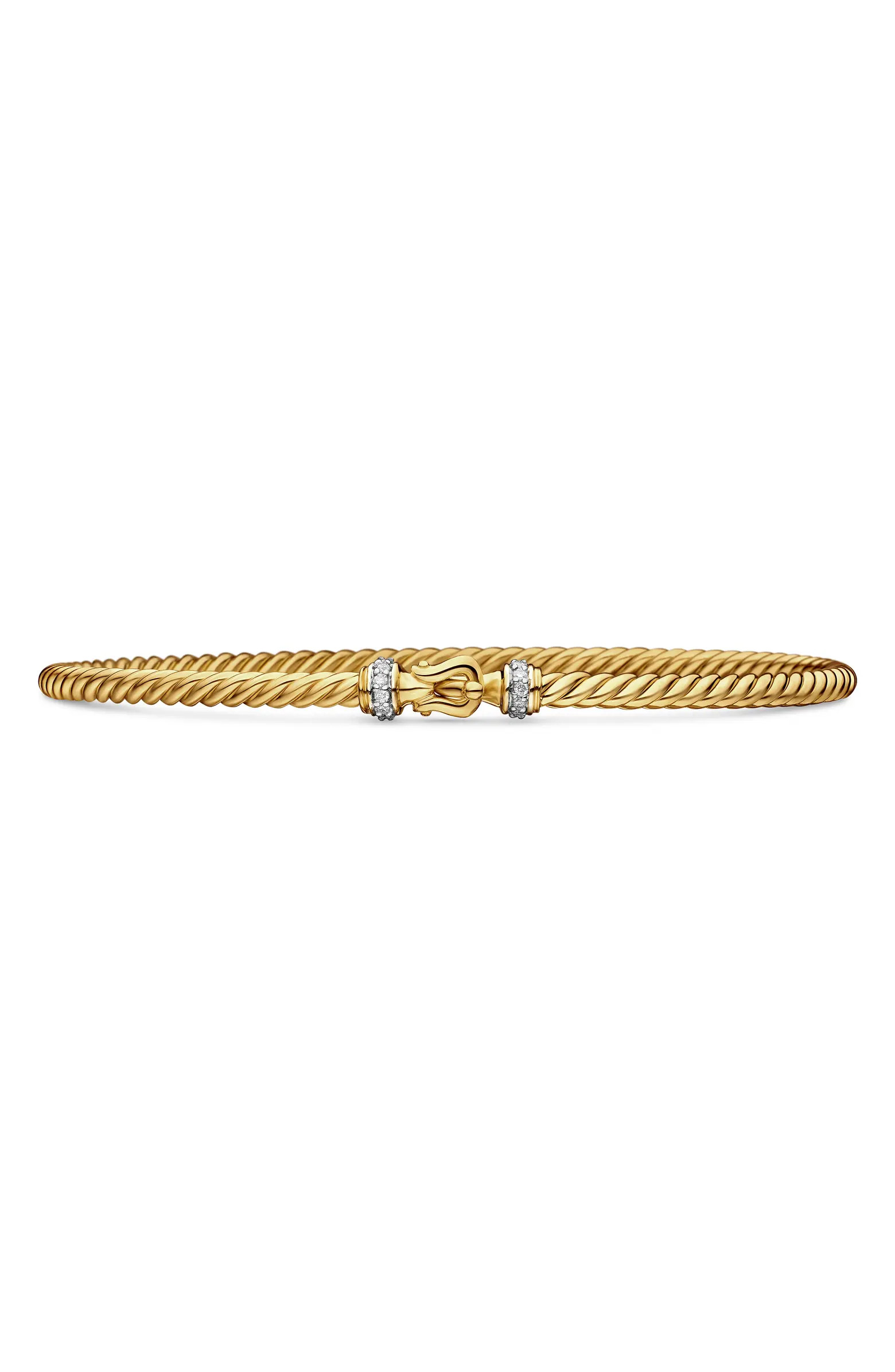 Buckle Classic 18K Yellow Gold & Diamond Cable Bracelet, 2.6mm | Nordstrom