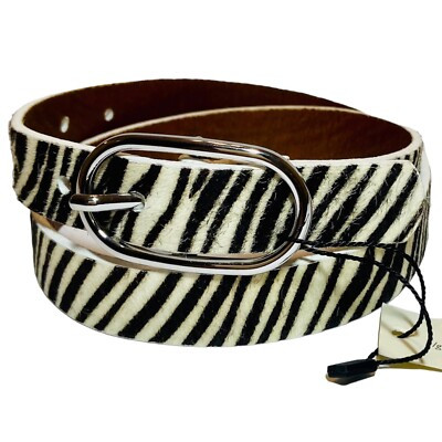 MOST WANTED Belt XS Genuine Leather Calf Hair Black & White Oval Buckle Handmade  | eBay | eBay US