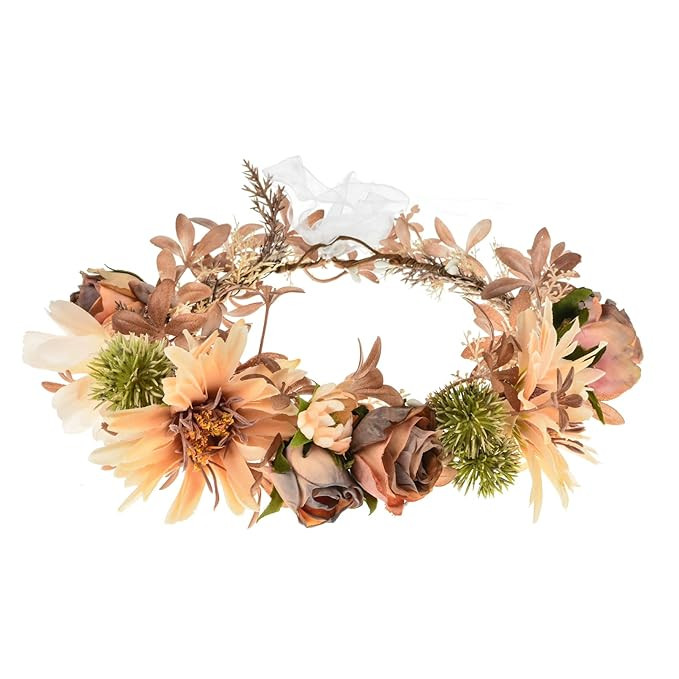DDazzling Sunflower Flower Crown Eucalyptus Halo Women Girls Headpiece Photo Prop (Coffee) | Amazon (US)
