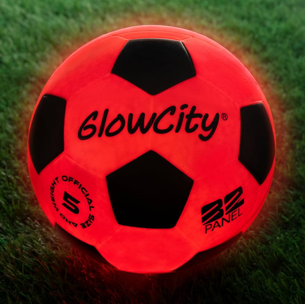 GlowCity Glow in The Dark Soccer Ball | Light Up Indoor/Outdoor Soccer Ball with 2 LED Lights | P... | Amazon (US)