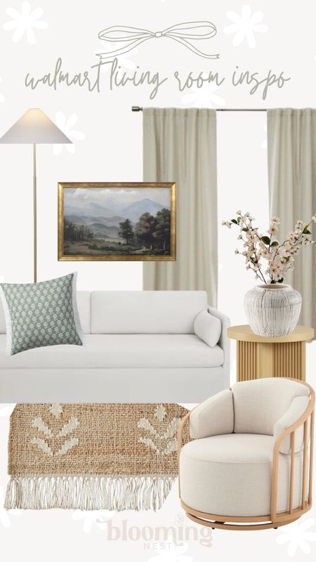 Walmart living room finds! 

Floor lamp rug pillow art curtains side table swivel chair vase stems THEBLOOMINGNEST 

#LTKhome #LTKfindsunder50 #LTKstyletip