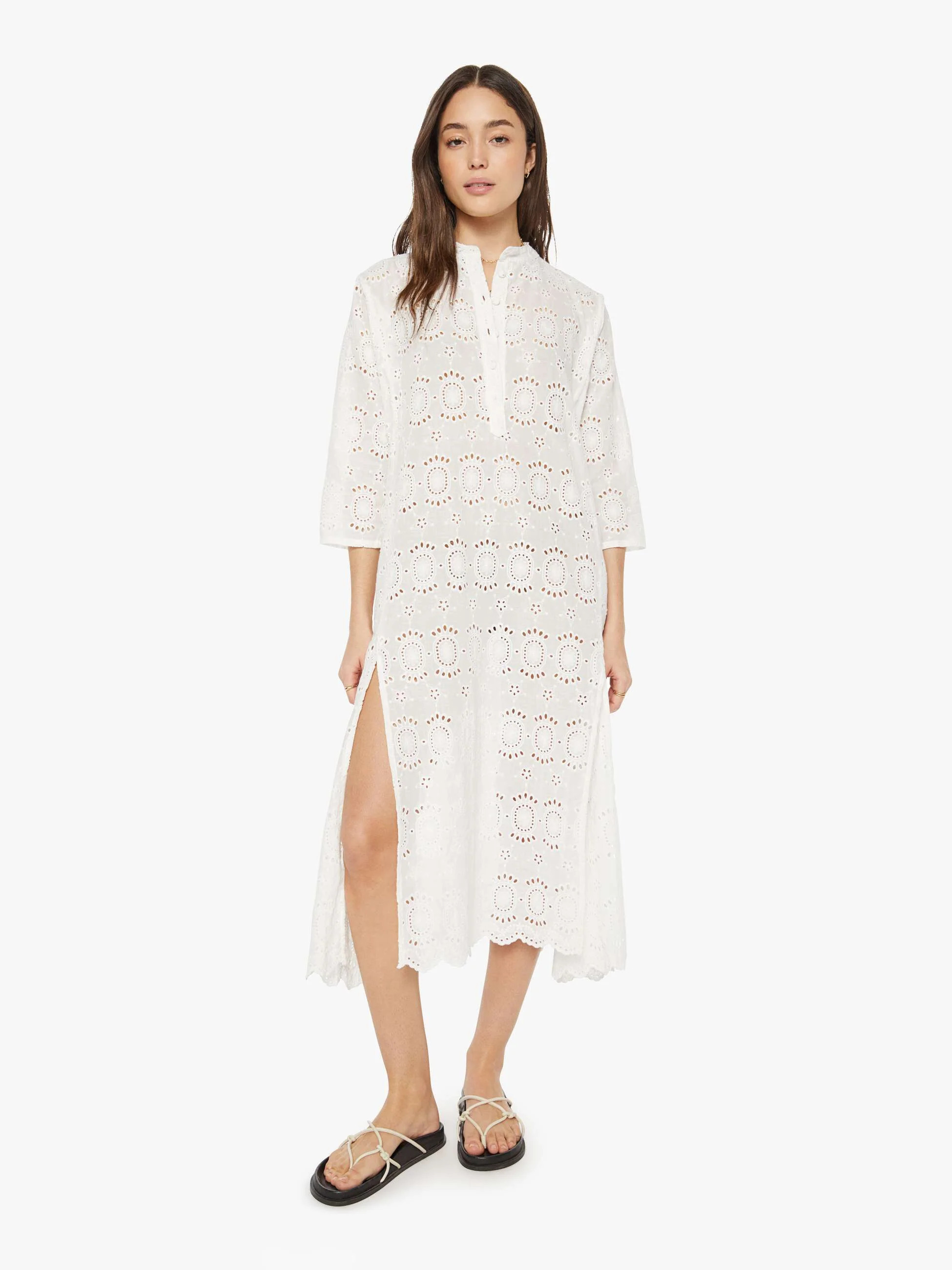Natalie Martin Isobel Dress - Medallion Embroidery Salt | Mother Denim