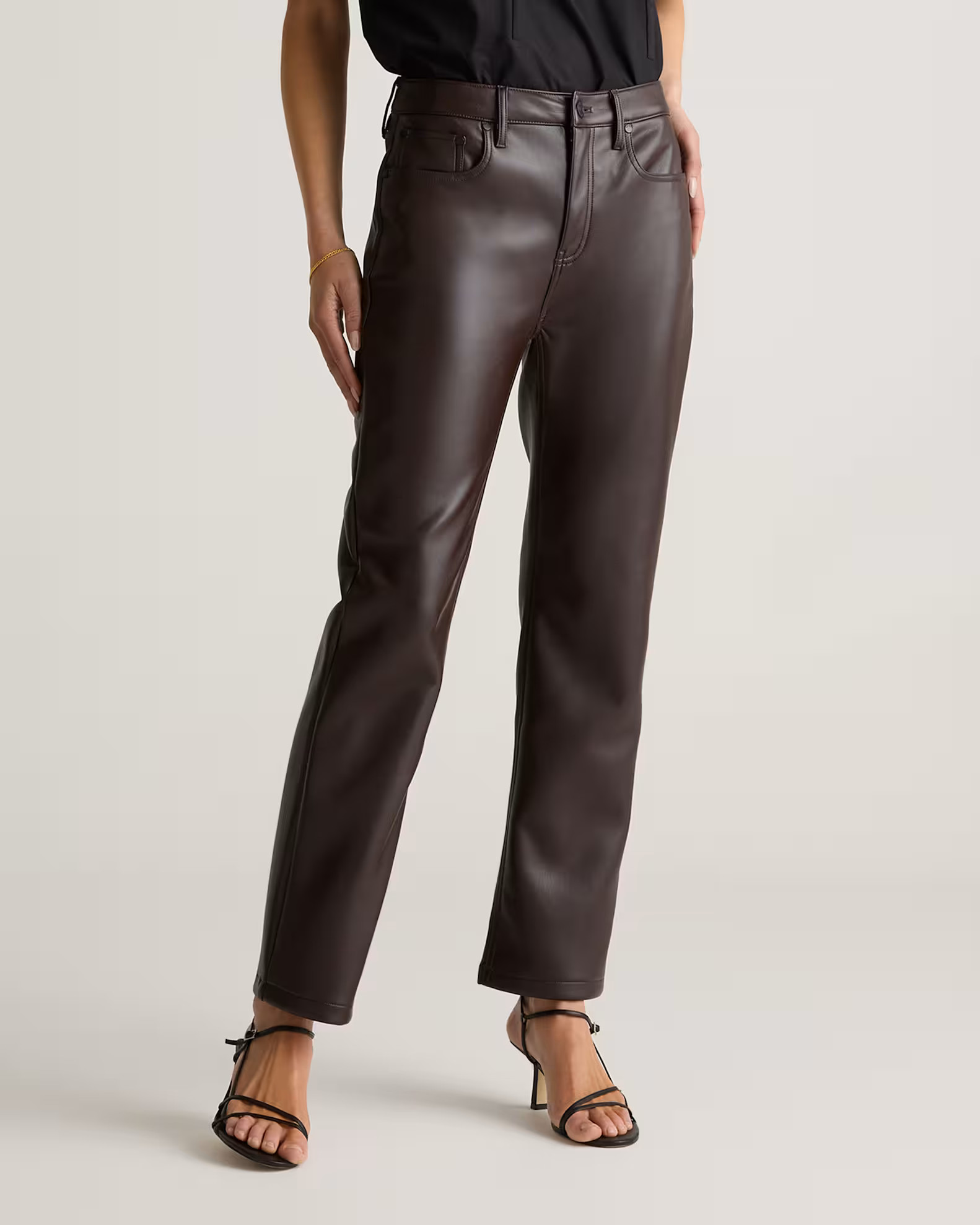 Vegan Leather Straight Leg Pants in Espresso | Quince