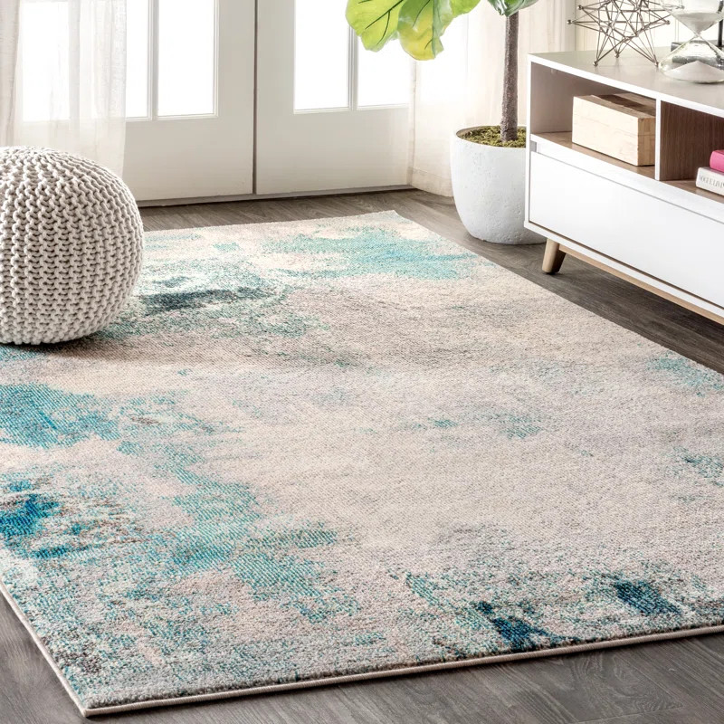 Lasley Performance Cream/Blue Rug | Wayfair North America