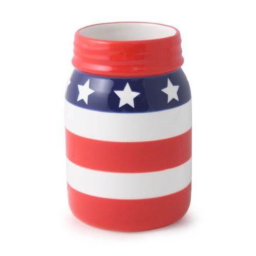 Patriotic Red White and Blue American Flag Ceramic Mason Jar Vase, 6 Inch | Amazon (US)