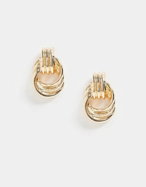 Pieces knotted drop studs in gold | ASOS US