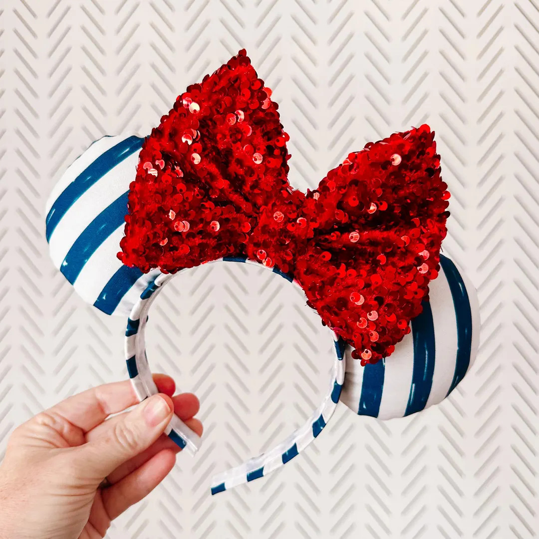 Stripes Ahoy Minnie Ears | Disney Cruise Minnie Ears | Let’s Set Sail Minnie Ears | DCL Minnie ... | Etsy (US)