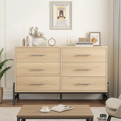6-Drawer Dresser, 52" Wide Wood Storage Chest with Deep Drawers, Freestanding Organizer for Bedroom, Living Room, Entryway,Wood color | Wayfair North America