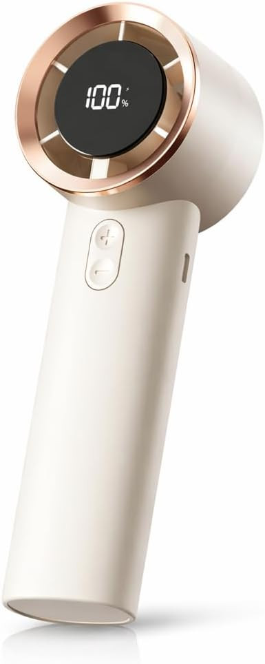 Turbo Handheld Fan, White | 2000mAh Rechargeable, 100 Speed Levels, LED Display, USB Type-C, Port... | Amazon (UK)