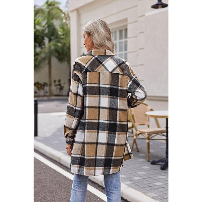 Zeagoo Long Flannel Jacket Womens Plaid Shacket Button Shirts Gingham Pattern Fall Flannel Jacket Shackets Cozy Trench Tartan Coat-YDL4-XXXL | Target