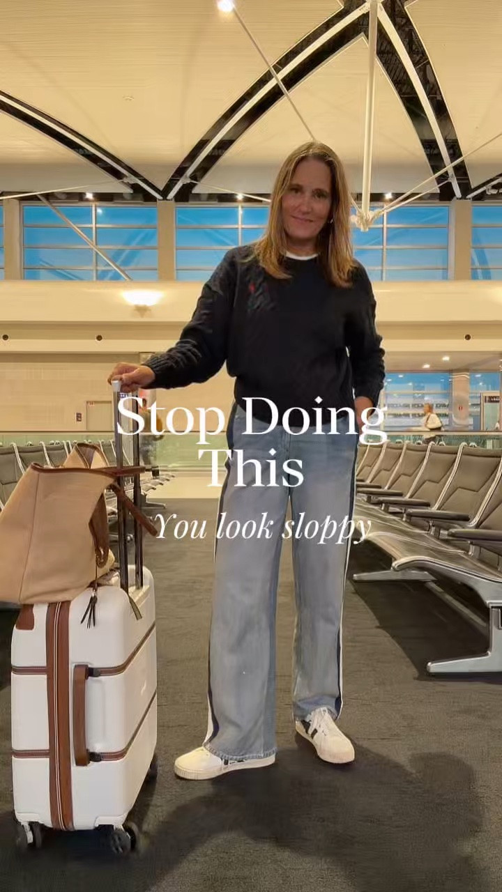 Just Stop! Look pulled together next time you travel without sacrificing comfort! Love these sweatpants jeans with the sporty stripe. I feel refreshed when I travel and ready for the day! s

#LTKootd #LTKOver40 #LTKMidsize
