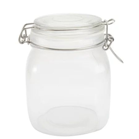 1000ML Clear Square Glass Jars Storage Container with Stainless Steel Buckle for Sealing | Walmart (US)