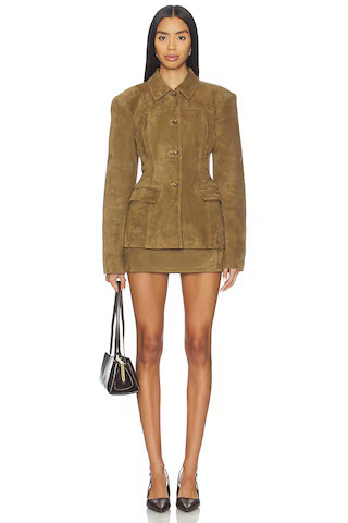 x Coco Aina Suede Cinched Jacket in Toffee | Revolve Clothing (Global)