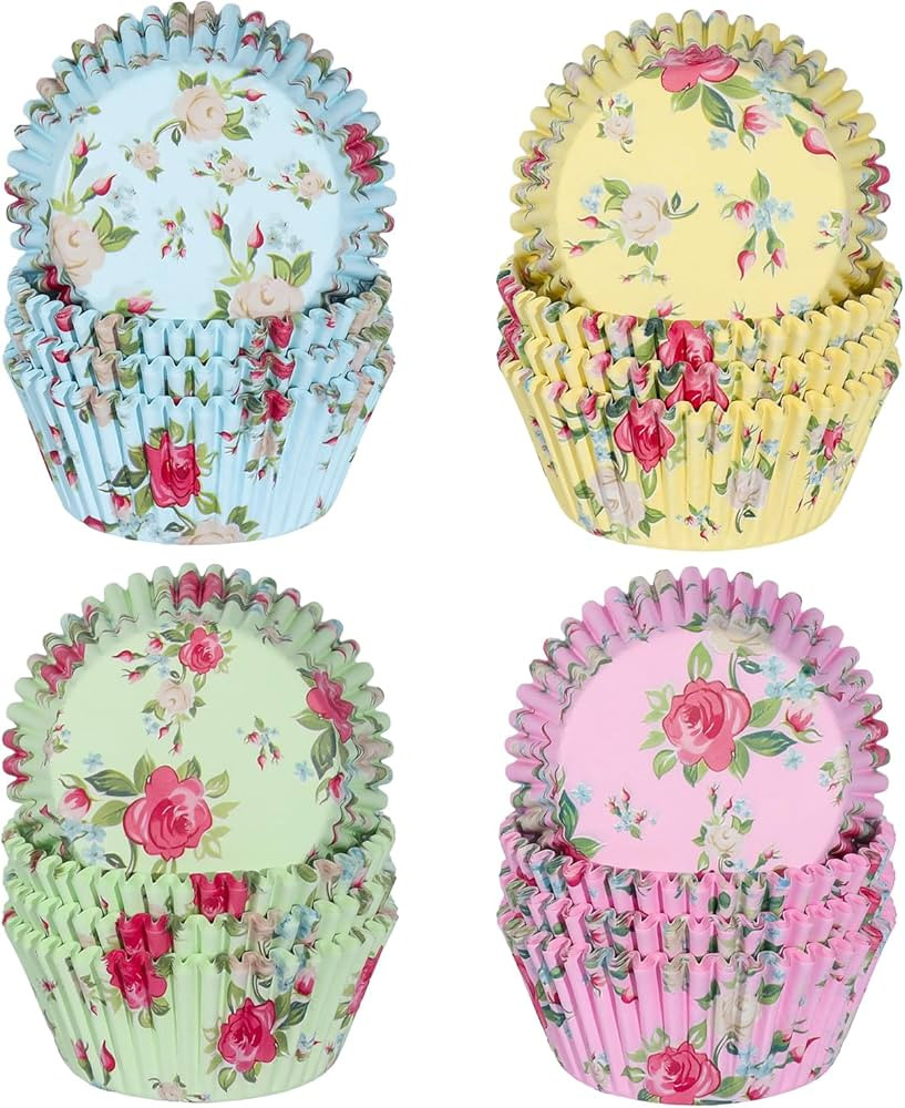Floral Standard Cupcake Liners 400 Count Colorful Paper Baking Cups Food Grade Disposable Cupcake... | Amazon (US)