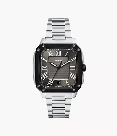Crosby Three-Hand Date Stainless Steel Watch | Fossil (US)