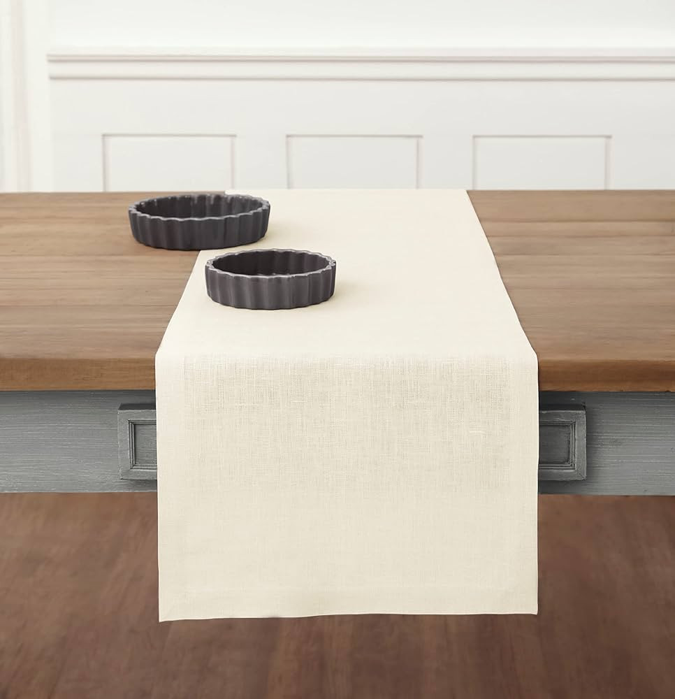 Solino Home Ivory Linen Table Runner – 100% Pure Linen 14 x 120 Inch Long Table Runner for Spri... | Amazon (US)