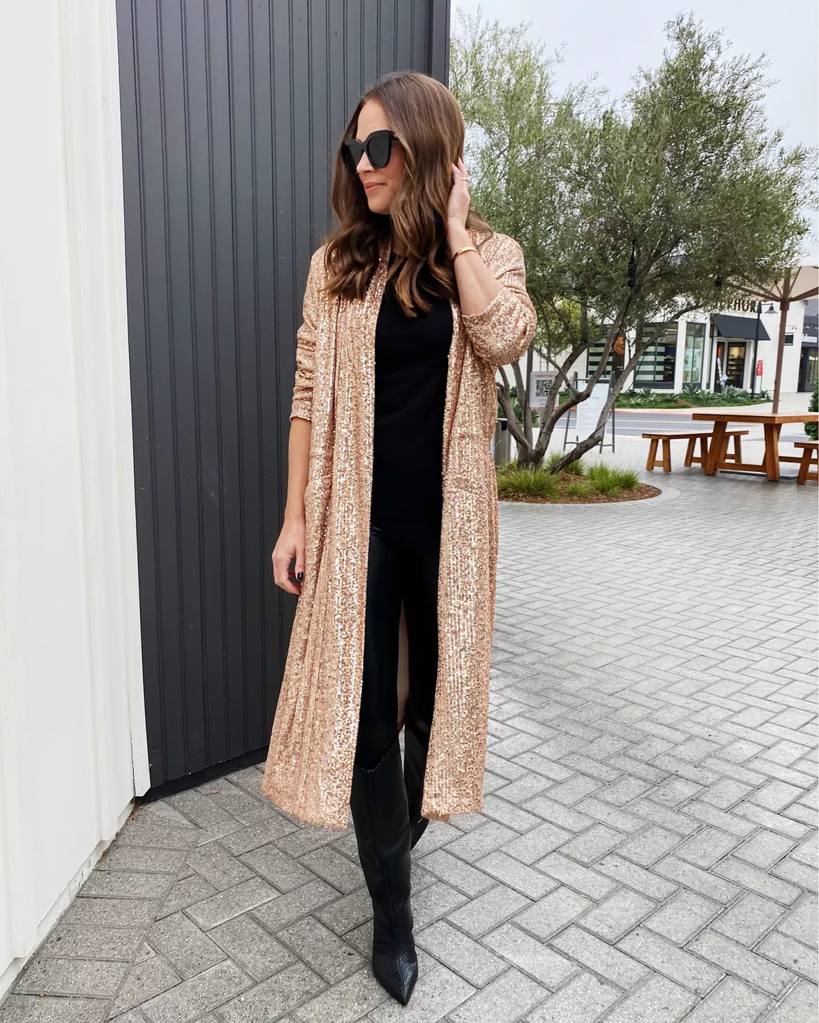 Showstopper sequined duster jacket in rose