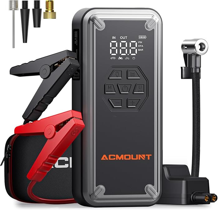 Acmount W160 Jump Starter with Air Compressor, 5000A Portable Car Jump Starter 150PSI Tire Inflat... | Amazon (US)