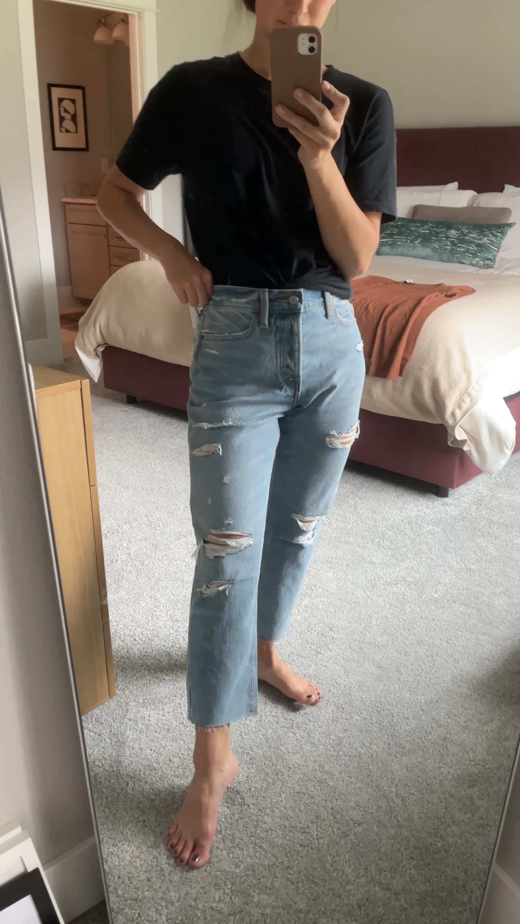 Snagged these Old Navy jeans for $18! Yes, under $20 jeans. I love ON jeans for this exact reason. Good quality for a great deal. Always true to size for me. These are straight with some distressed detail and look great with a simple tee or sweater. Straights are such a great alternative to skinny jeans instead of going to a wide leg. #oldnavy #jeans #straightjeans #ltkunder25 #falloutfit #fall #easyoutfits 

#LTKunder50 #LTKstyletip #LTKsalealert