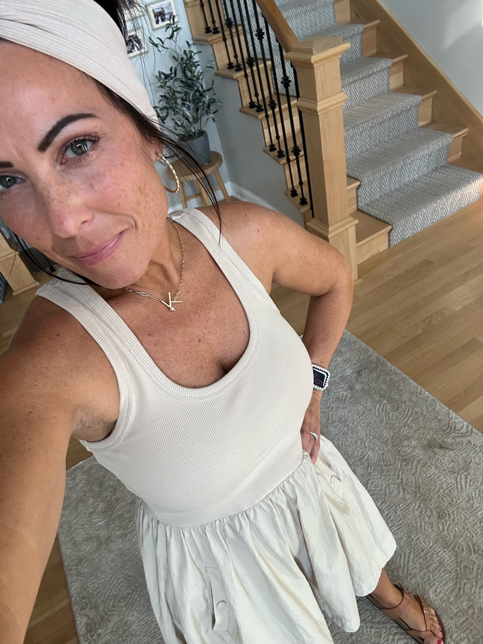 Steve Madden dress
Neutral dress
Date night outfit 
Kendra Scott initial necklacee

#LTKover40