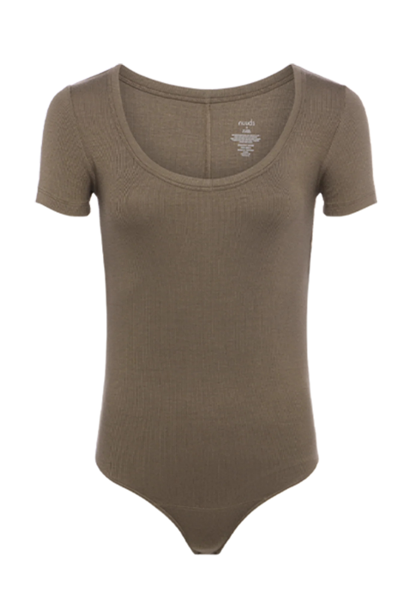 Slinky Rib Short Sleeve Bodysuit | Mocha | Nuuds US