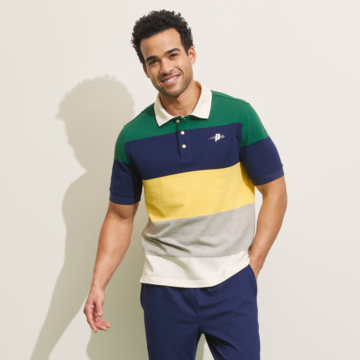 Prince Pickleball Men's Polo Shirt - Green/Navy Blue/Yellow | Target