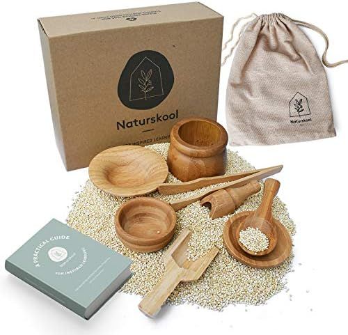 Naturskool Sensory Bin Tools, FREE eBOOK | Montessori Toys+Waldorf Toys | Set of 8 wooden toys + ... | Amazon (US)