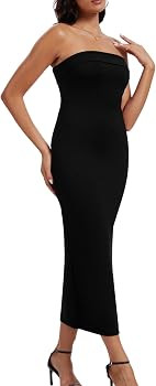 MORROWIND Women Ribbed Maxi Bodycon Tube Dress Summer Sexy Strapless Side Slit Long Formal Cockta... | Amazon (US)
