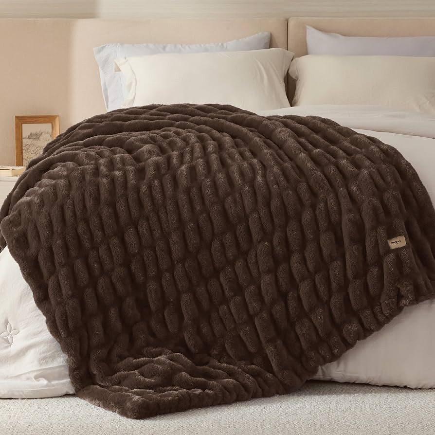 Bedsure Soft Double-Sided Faux Fur Throw Blanket, Chestnut Brown, 50"x60" | Amazon (US)