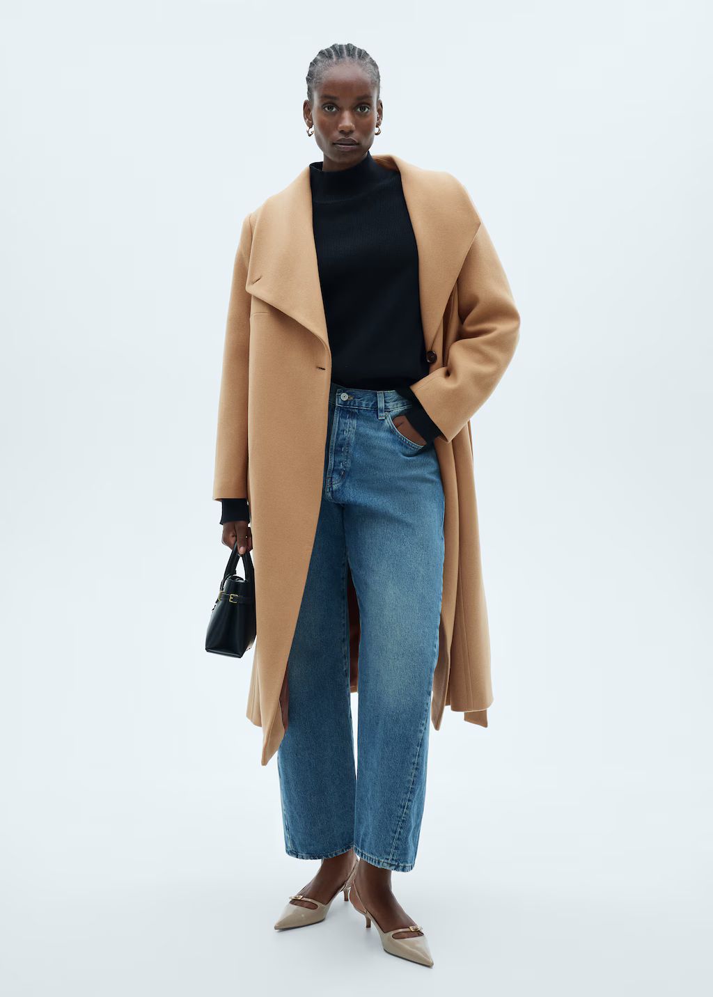 Belted Manteco wool coat - Woman | MANGO USA | MANGO (US)