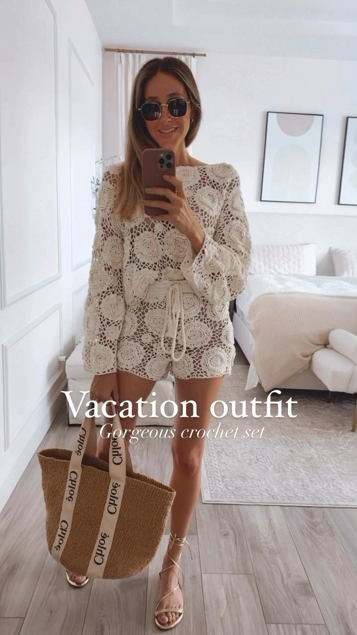 Gorgeous crochet set! The perfect feminine and chic cover up.
It runs tts! I am wearing a size small.
My stats - 
Clothes: Size Small/2 - Jeans 27
Footwear: Size 9 
Height: 5'9" tall
Weight: 127 lbs

#LTKStyleTip #LTKSwim #LTKSeasonal