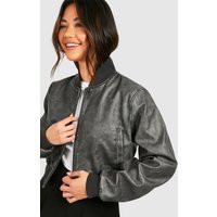 Womens Faux Leather Bomber Jacket - Black - 6 | boohoo (US & Canada)