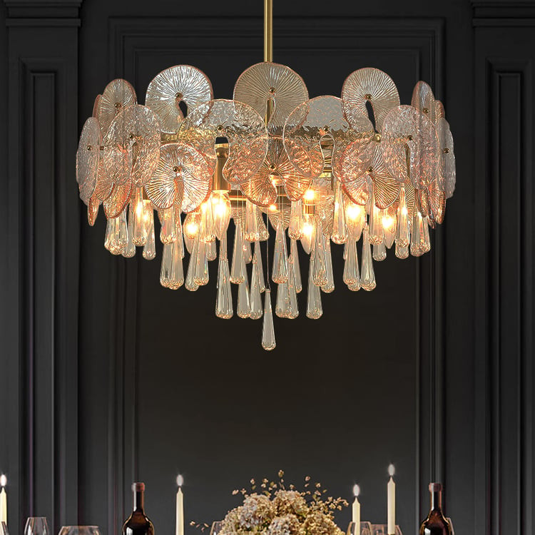 Glam 9-Light Crystal 5 Tiered Chandelier Gold Pendant Lights for Living Room | Homary