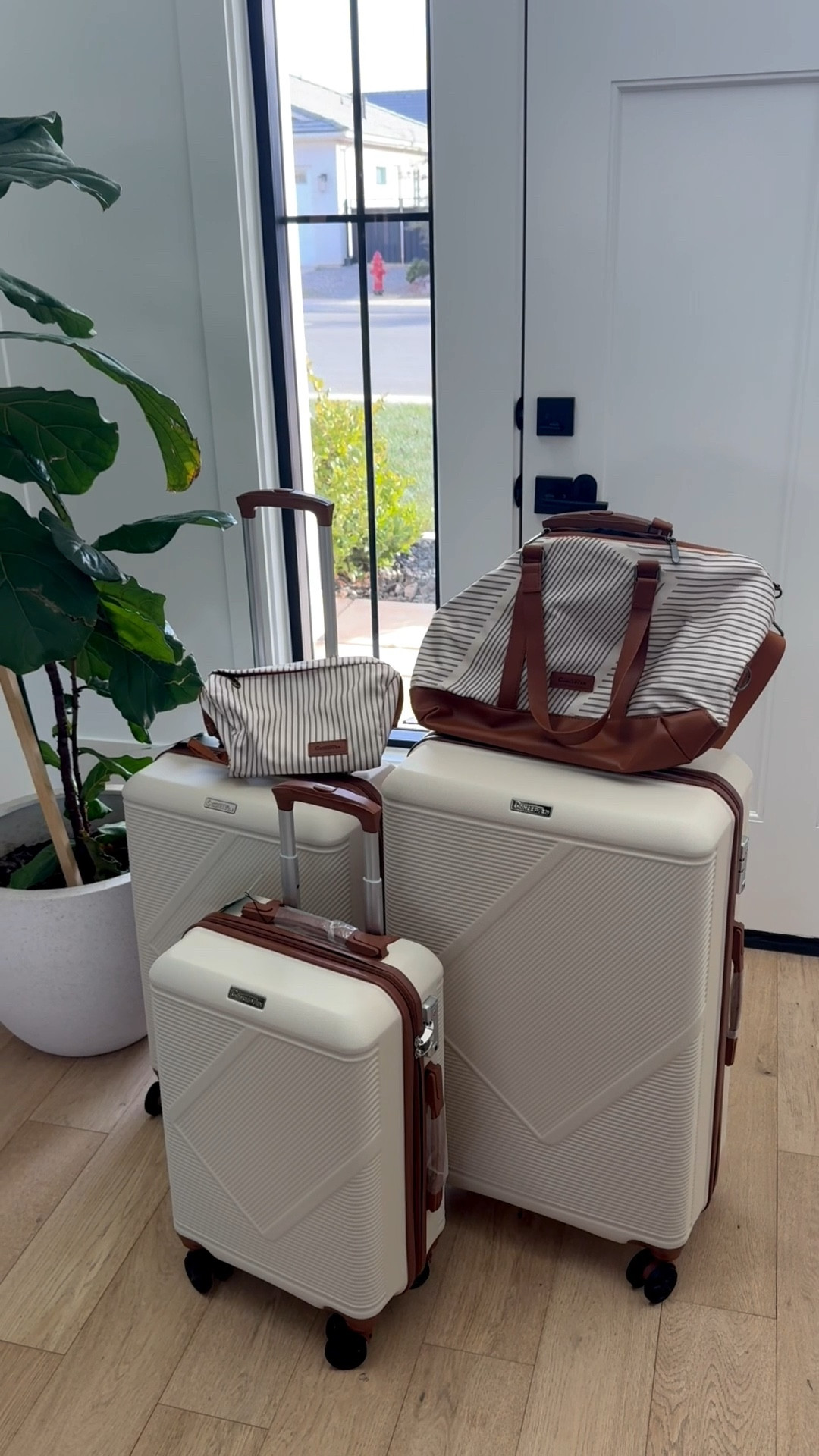 I had never purchased a full luggage set until now. I was looking for one large suitcase for our anniversary trip & ended up finding this entire set for the same price as one 🙈 may as well get the bonus pieces imo!! 

- 1 large suitcase (28”)
- 1 mid suitcase (24”)
- 1 carryon suitcase (20”)
- Striped duffel bag
- Matching cosmetic bag 

It’s the prettiest set & perfect for our little family of four! 

#luggageset #travelmusthave #traveltips #travelhacks #travelorganizer travel inspo, travel hacks, luggage sets, Amazon find, traveling with kids, travel with toddlers, family luggage, packing for trips, travel organizers, 

#LTKootd #LTKdayinmylife #LTKTravel