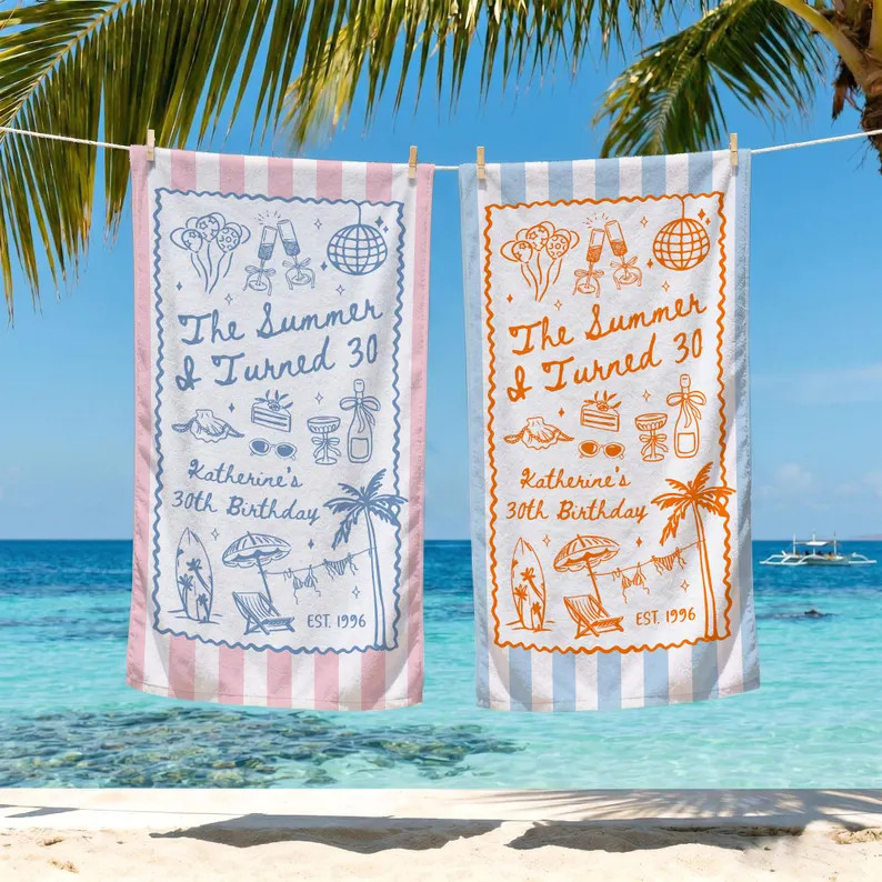 Custom Birthday Trip Beach Towel, Personalized Vacation Gift, Summer I Turned 30 40 50 Beach Towe... | Etsy (Global)