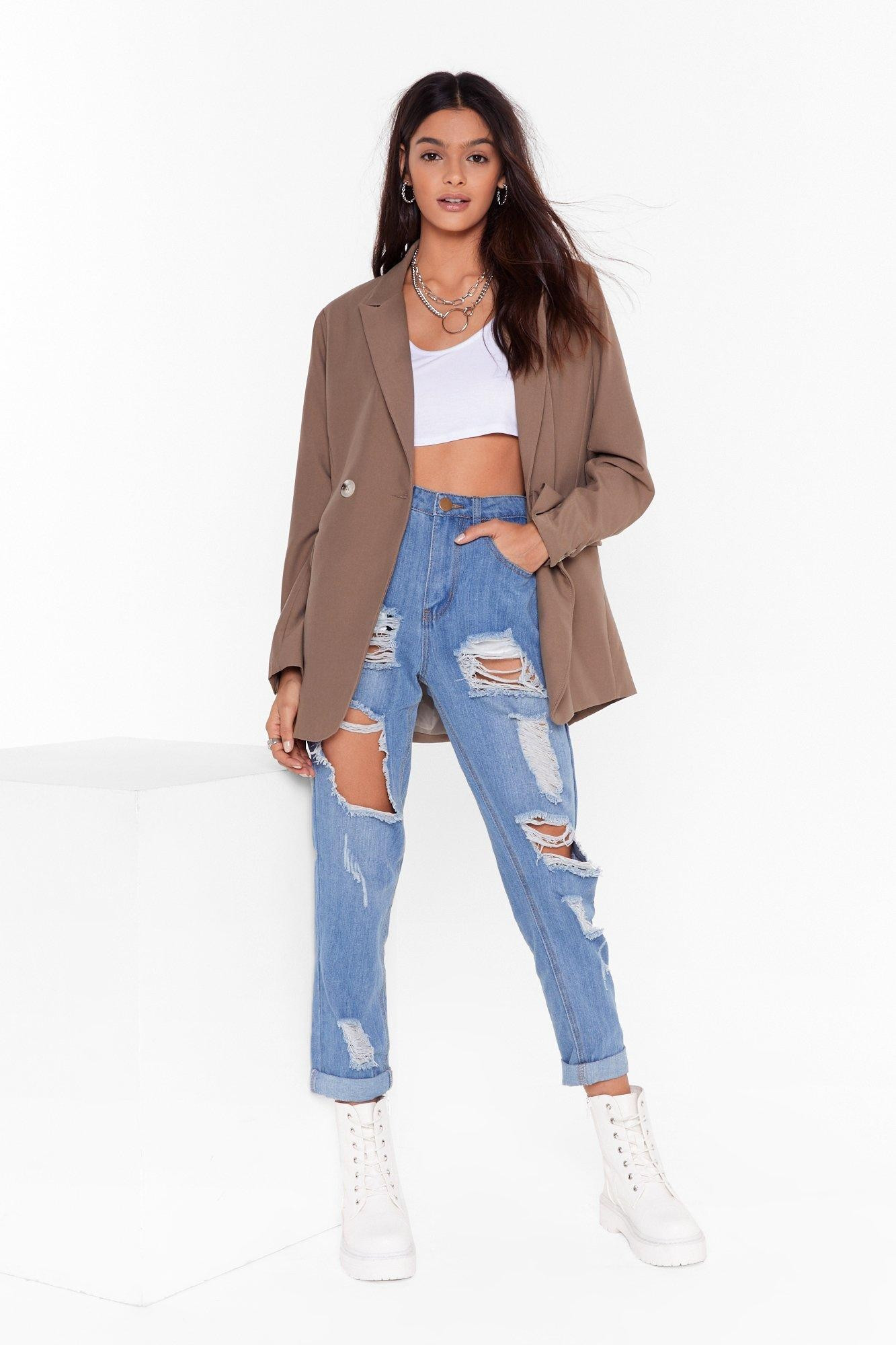 Distressed High Waisted Mom Jeans | Nasty Gal (US)
