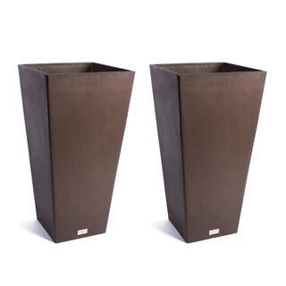 Veradek Midland 26 in. Espresso Plastic Tall Square Planter (2-Pack)-MV28E-2PK - The Home Depot | The Home Depot