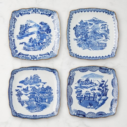 Marlo Thomas x Williams Sonoma Blue Scenic Appetizer Plates, Set of 4 | Williams-Sonoma