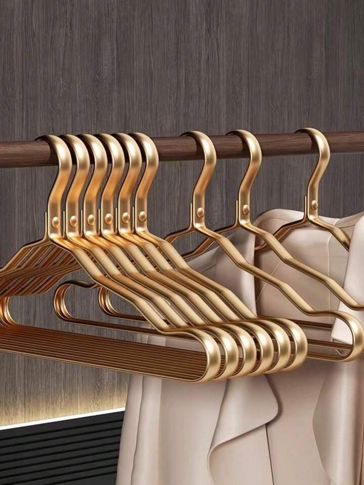 5/10pcs Gold Aluminum Alloy Clothes Hangers, Households' Simple Metal Wavy Anti-skid & Anti-rust ... | SHEIN