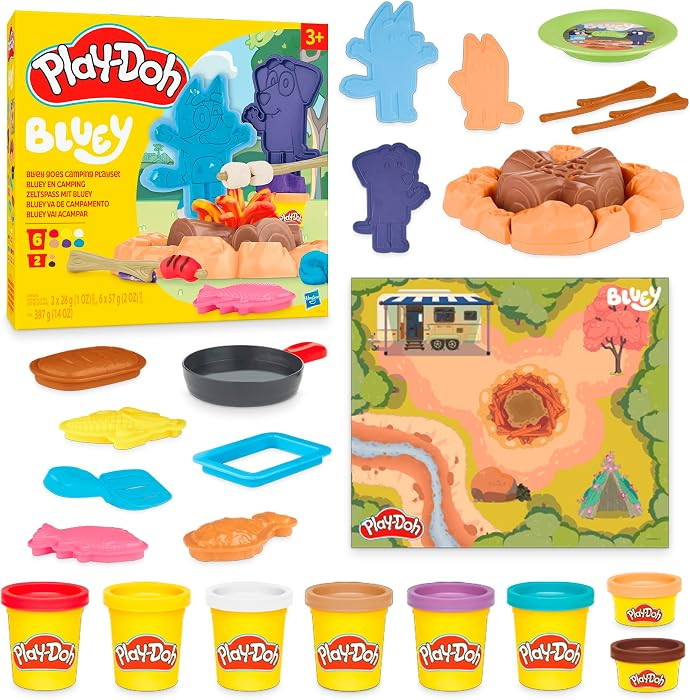 Play-Doh Bluey Goes Camping Playset with Campfire Themed Tools, Kids Arts and Crafts Toys for Gir... | Amazon (US)
