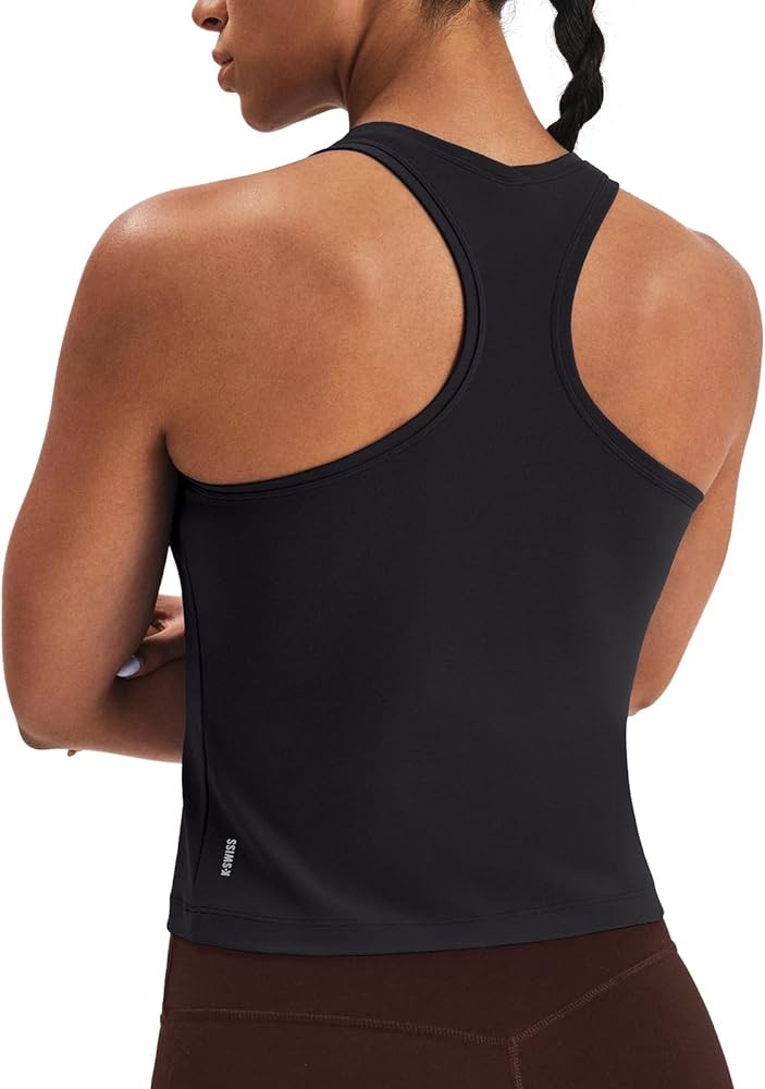 K-Swiss Women's Workout Tops - Tank Top Racerback Sleeveless Waist-Length Slim Fit Gym Athletic Y... | Amazon (US)