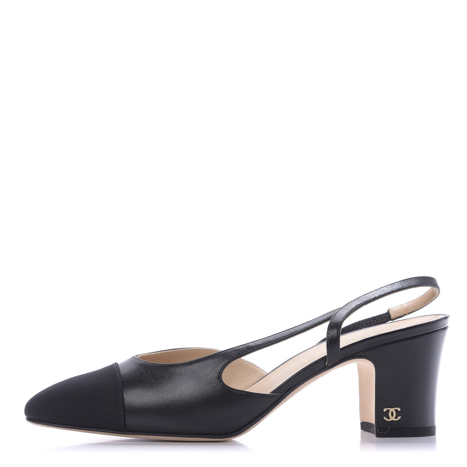 CHANEL

Goatskin Grosgrain Cap Toe CC Slingback Sandals 39.5 Black | Fashionphile