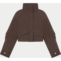 Funnel Neck Shell Jacket - Brown | The Couture Club